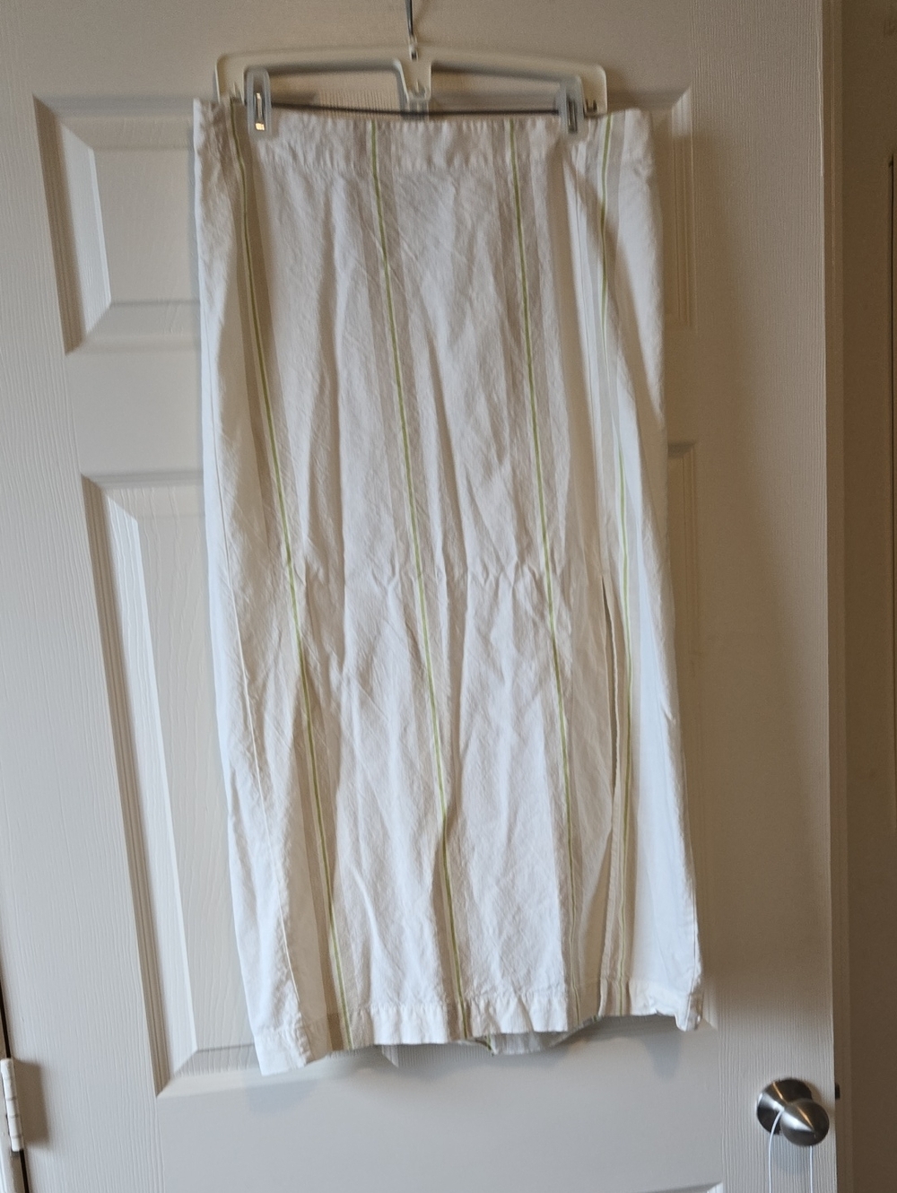 a new day White Midi Skirt with Subtle Green Stripes